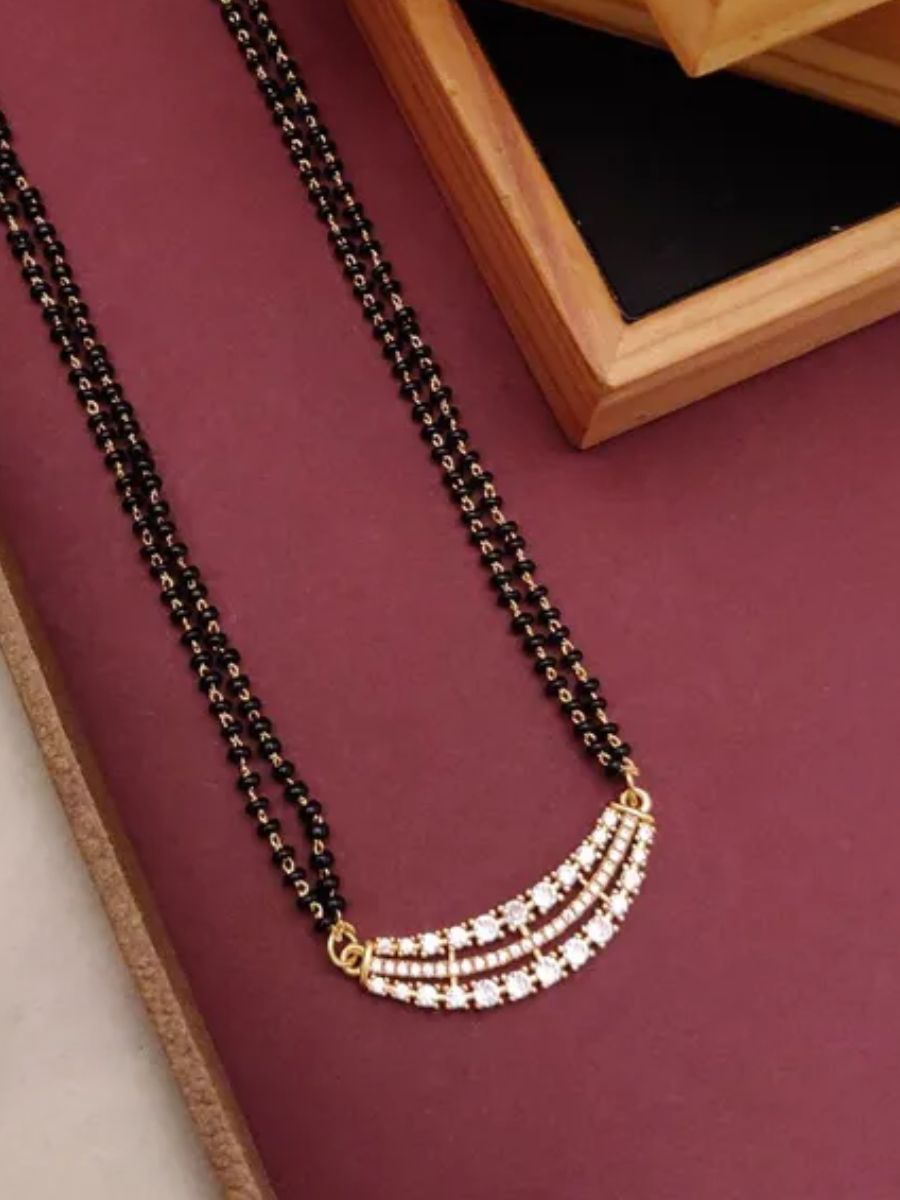 18 Inch Rose Gold American Diamond Short Mangalsutra