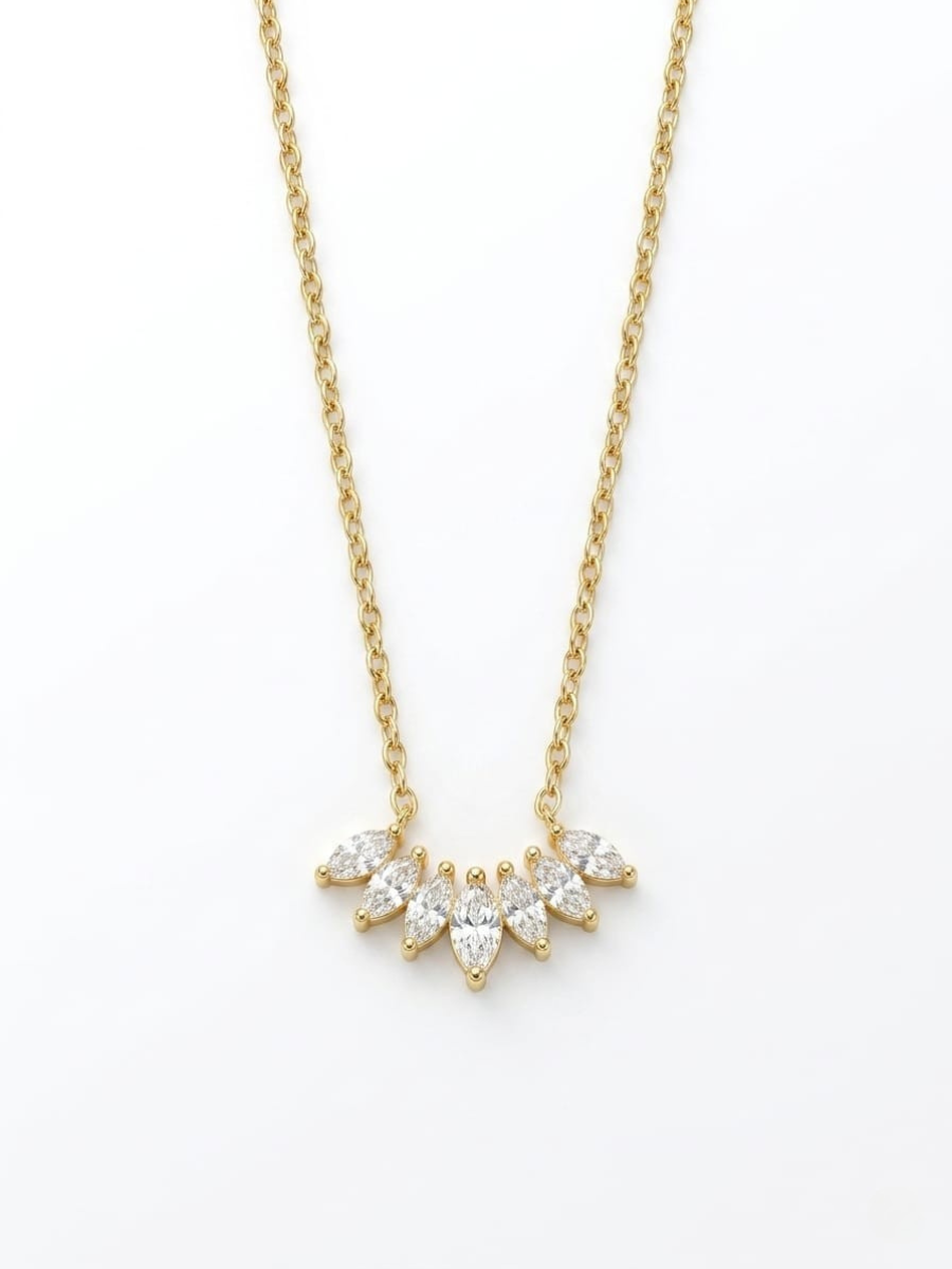 18K Gold Finish Celestia Crystal Cluster Chain Necklace