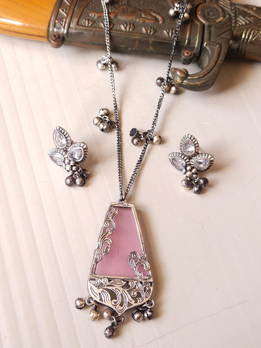 Pink sales pendant set
