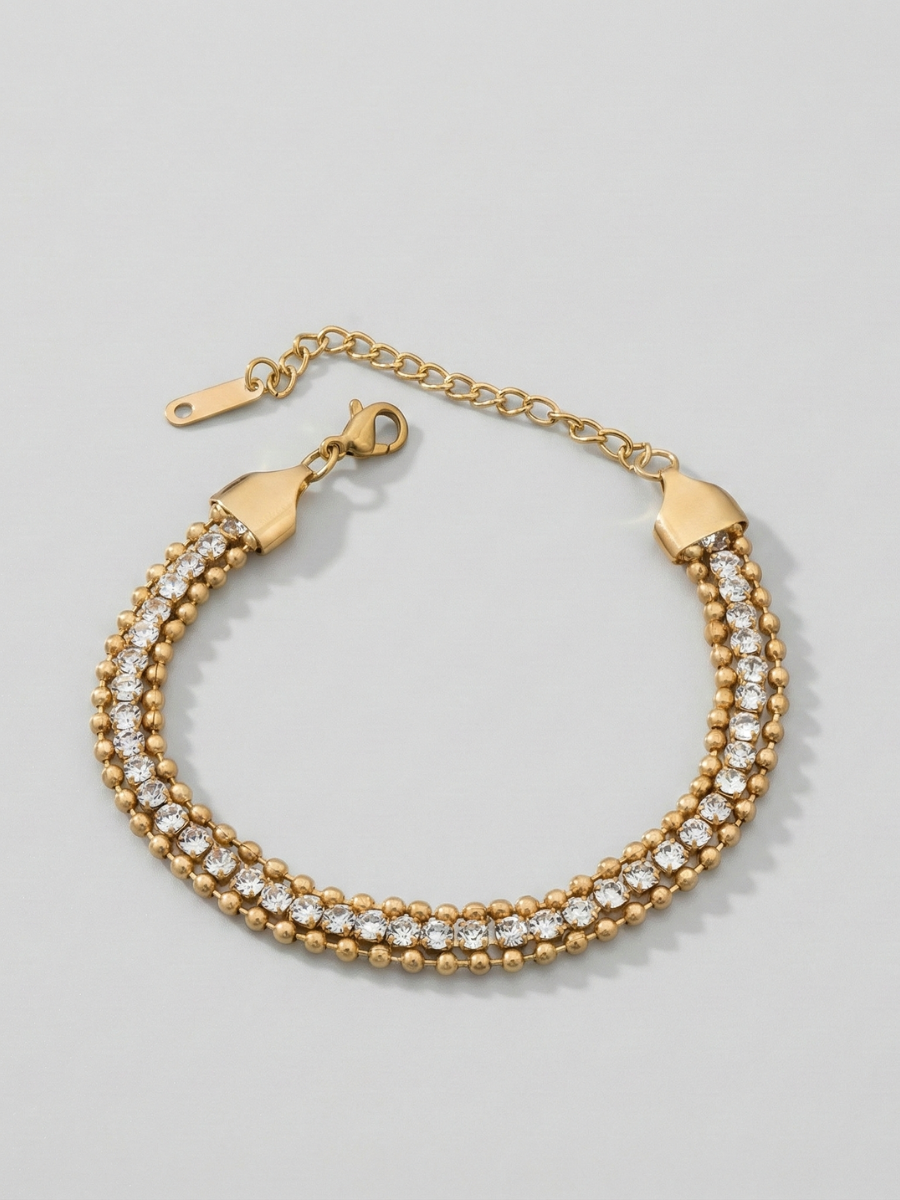 Adjustable gold plated triple chain bracelet