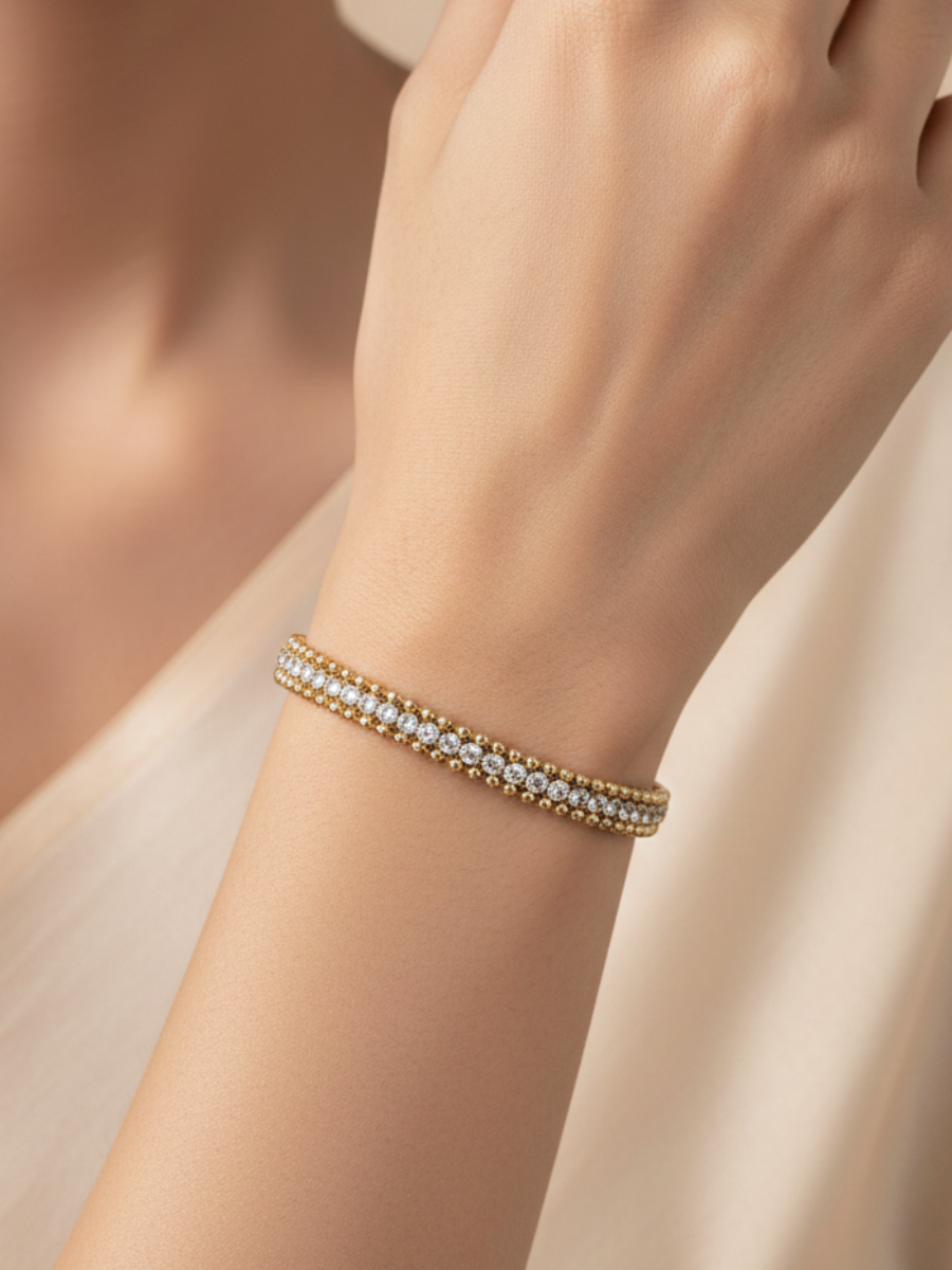 Women Office Wear Triple Chain Golden Bracelet