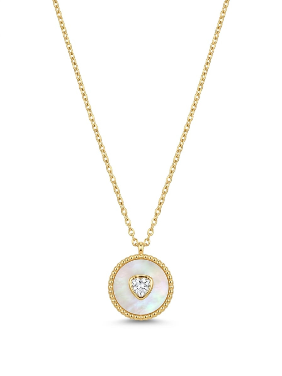 Aurelia White Enamel Crystal Medallion Golden Chain Necklace