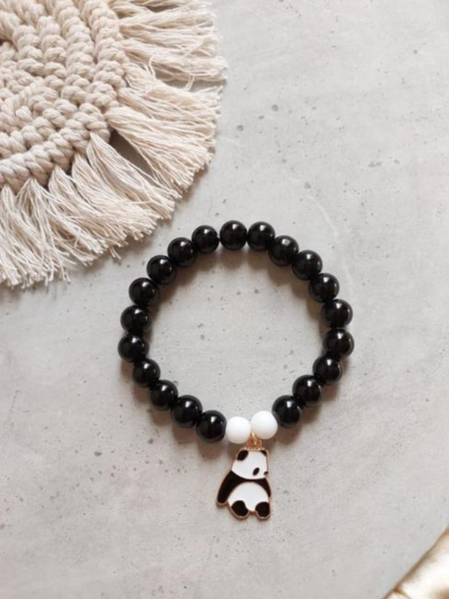 Buy Black and White Panda Charm Beaded Bracelet Online – The Jewelbox