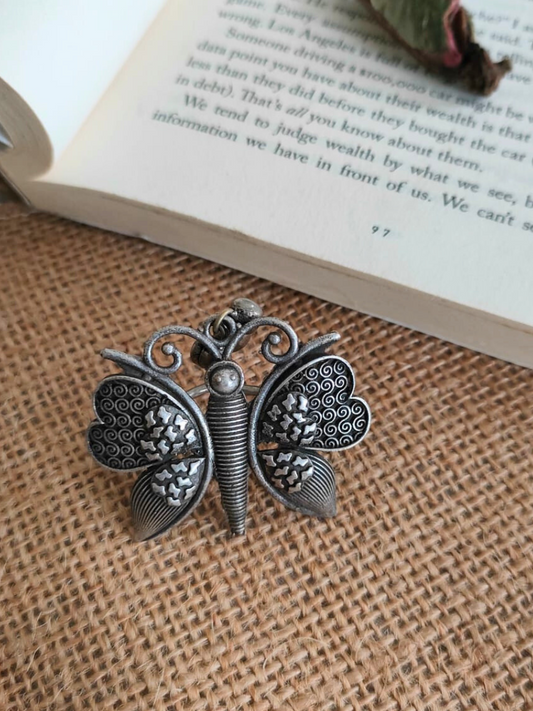 Butterfly Shaped Oxidised Silver Finger Ring