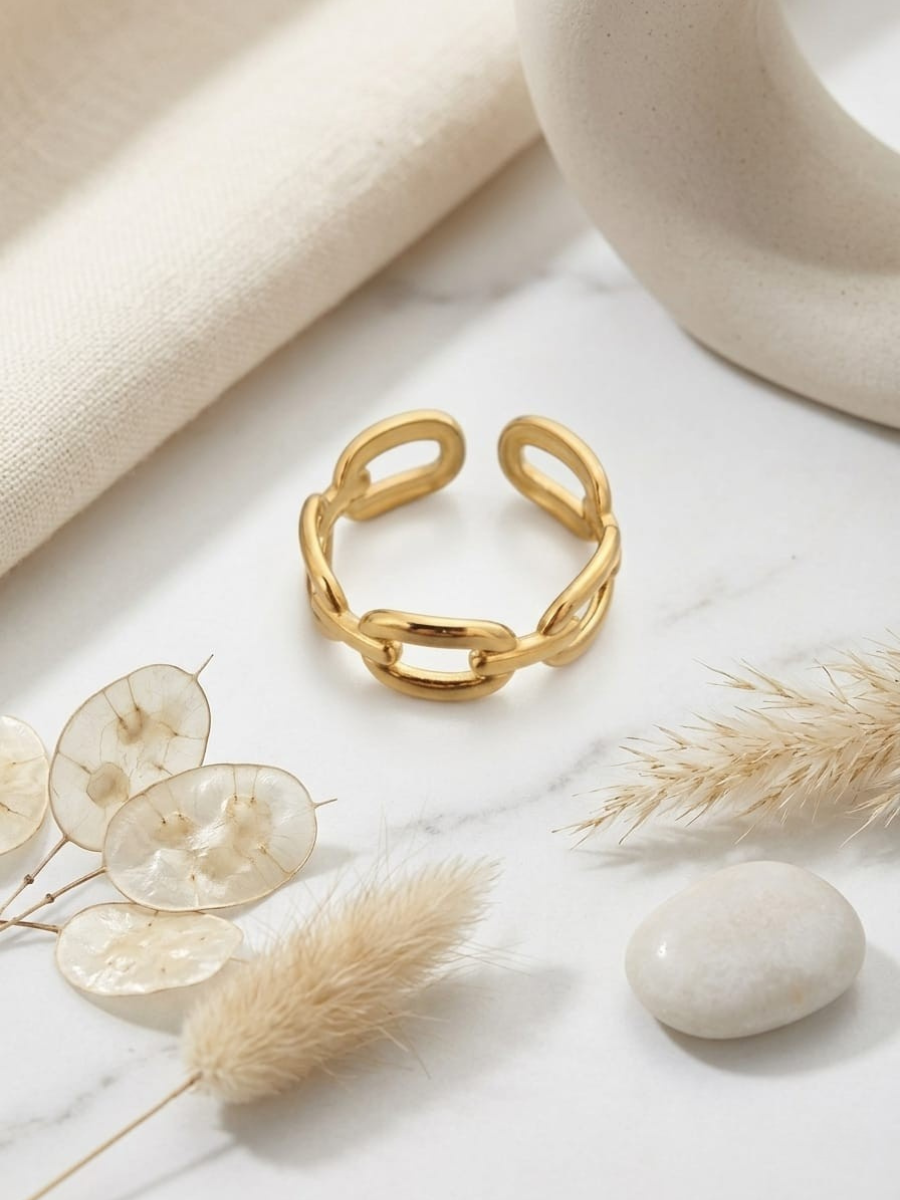 Buy Chunky Chain Linked Adjustable Rose Gold Ring Online in India