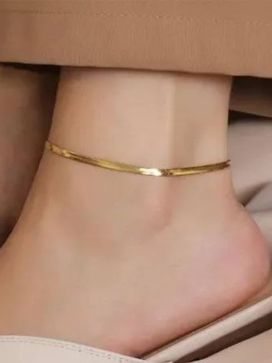 Classic Gold Plated Stainless Steel Snake Chain Anklet