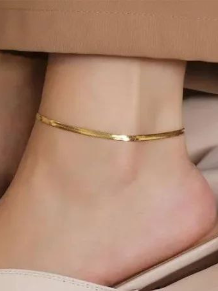 Classic Gold Plated Stainless Steel Snake Chain Anklet