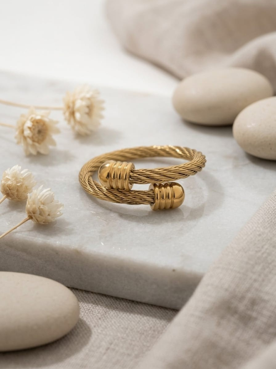Buy Classic Rope Textured Adjustable Rose Gold Ring Online in India