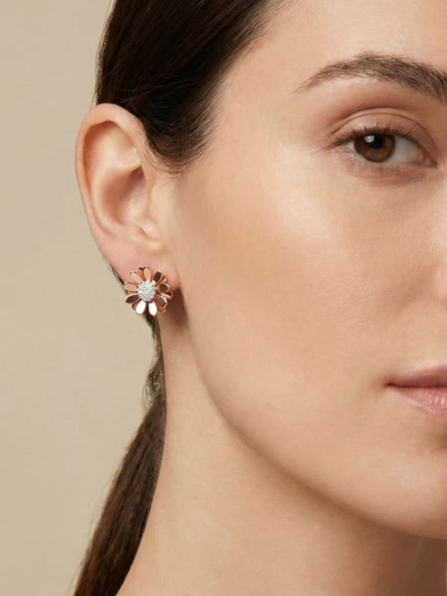 Dainty rose gold studs for women