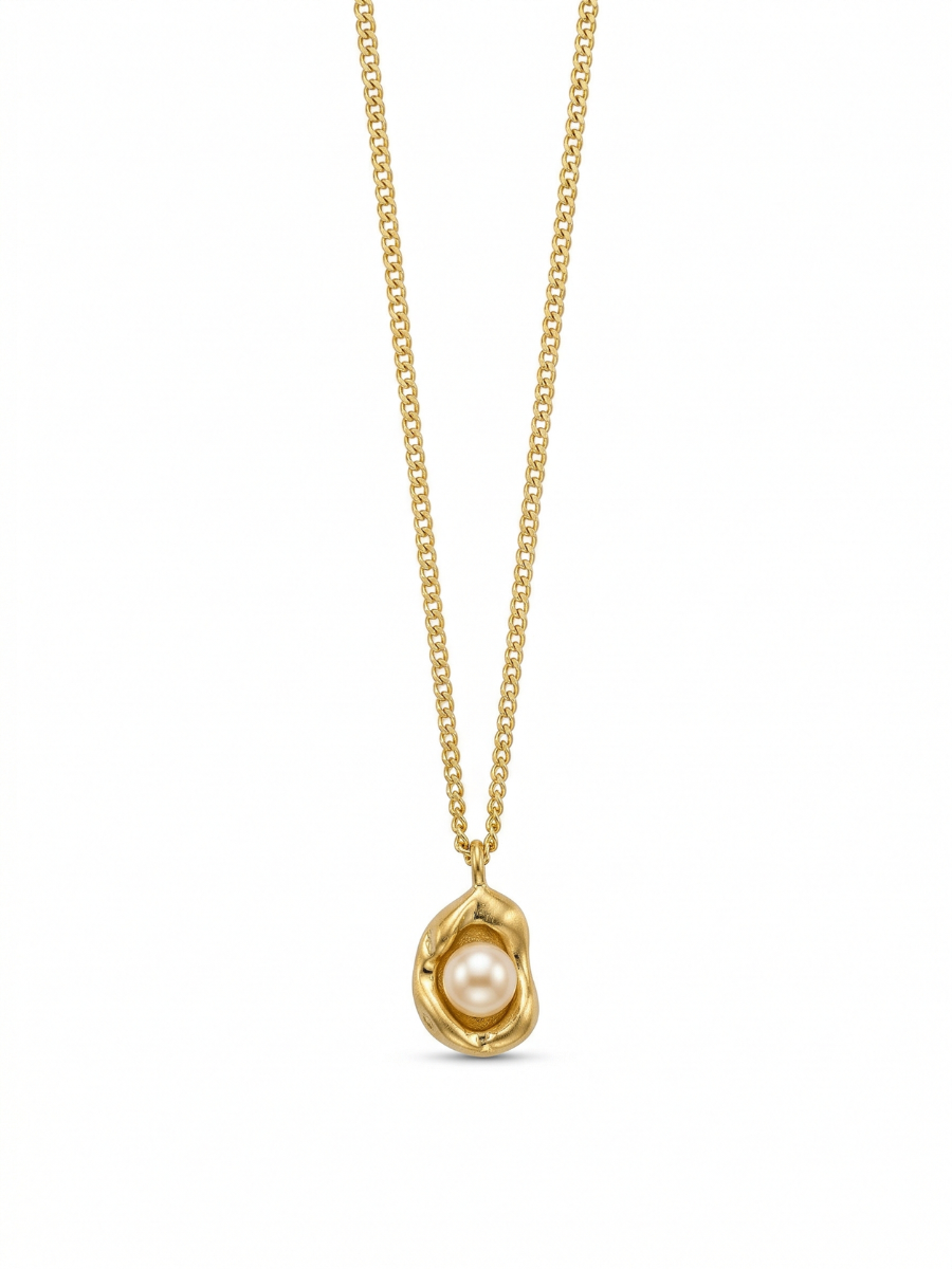 Dainty Minimal Peanut Pearl Pendant Anti Tarnish Chain Necklace