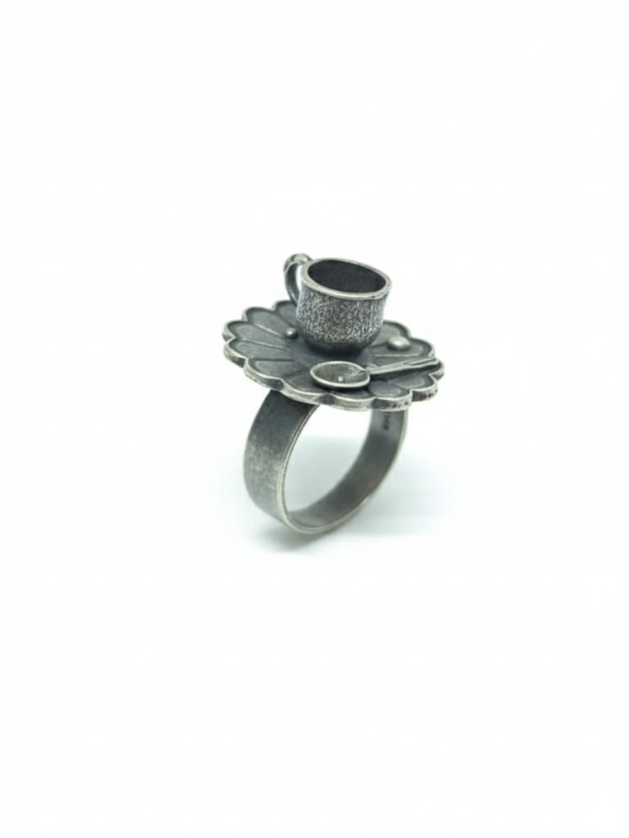 Designer silver plated spoon ring