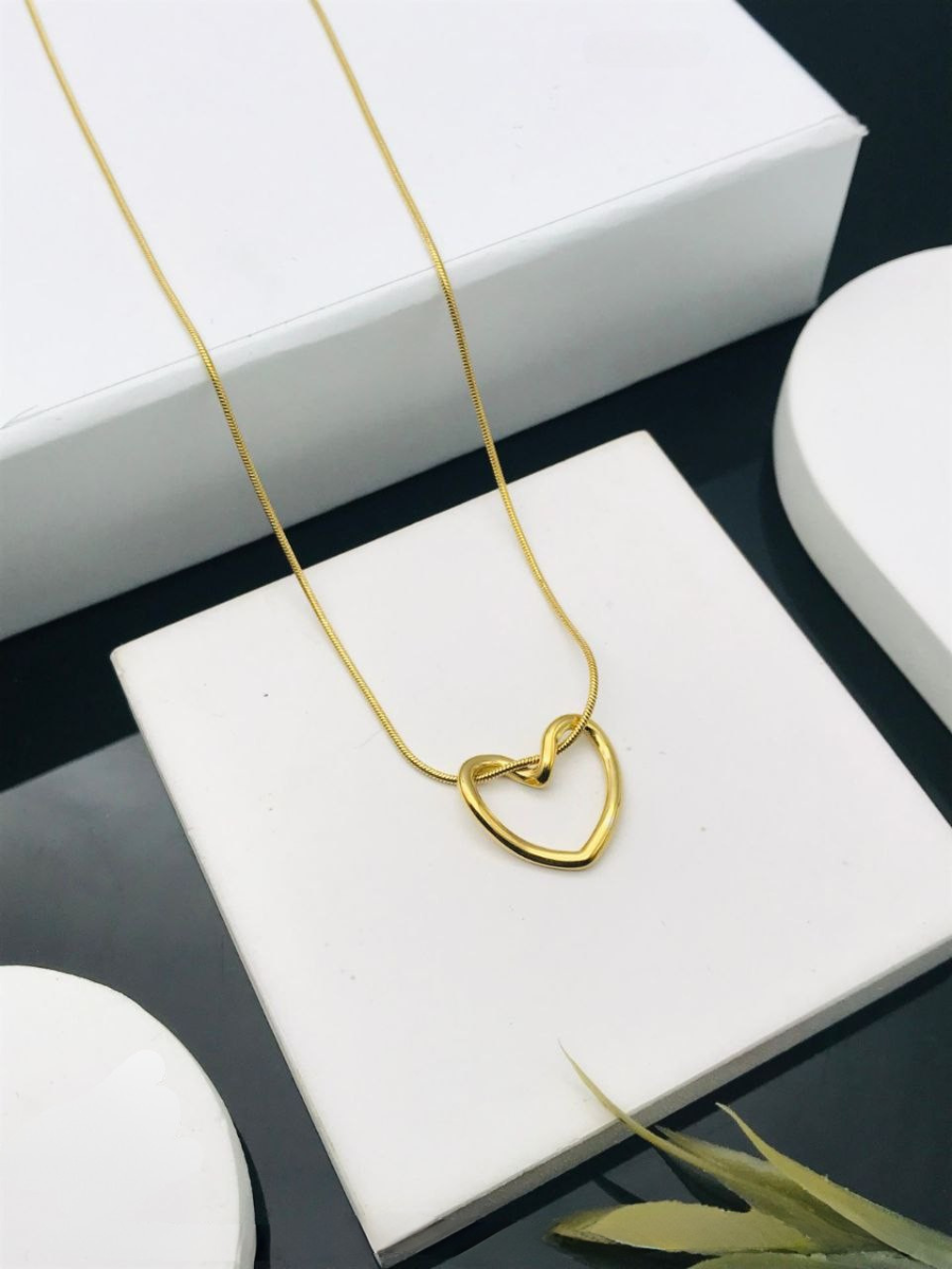 Buy Elegant Open Heart Charm Golden Chain Necklace Online - TheJewelbox