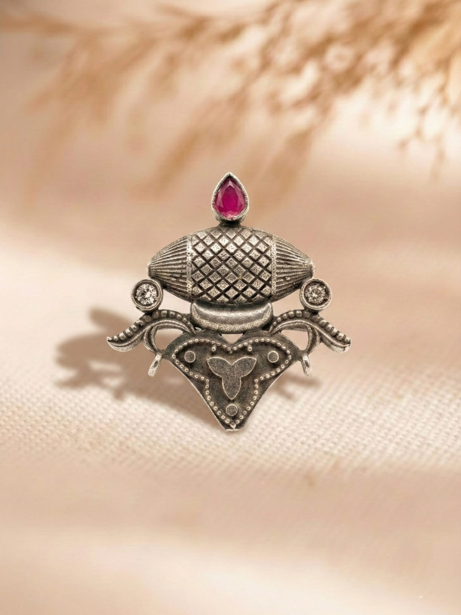 Ethnic vintage style oxidised silver ring