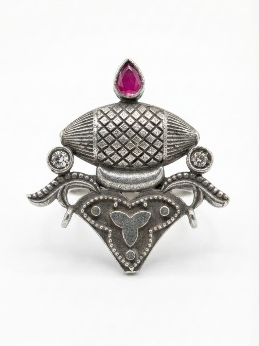 Pink teardrop stone statement ring