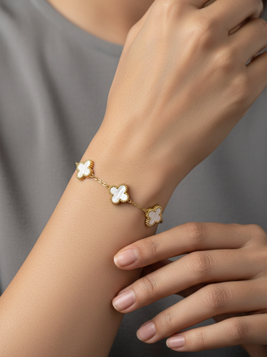 White Clover Charm Bracelet