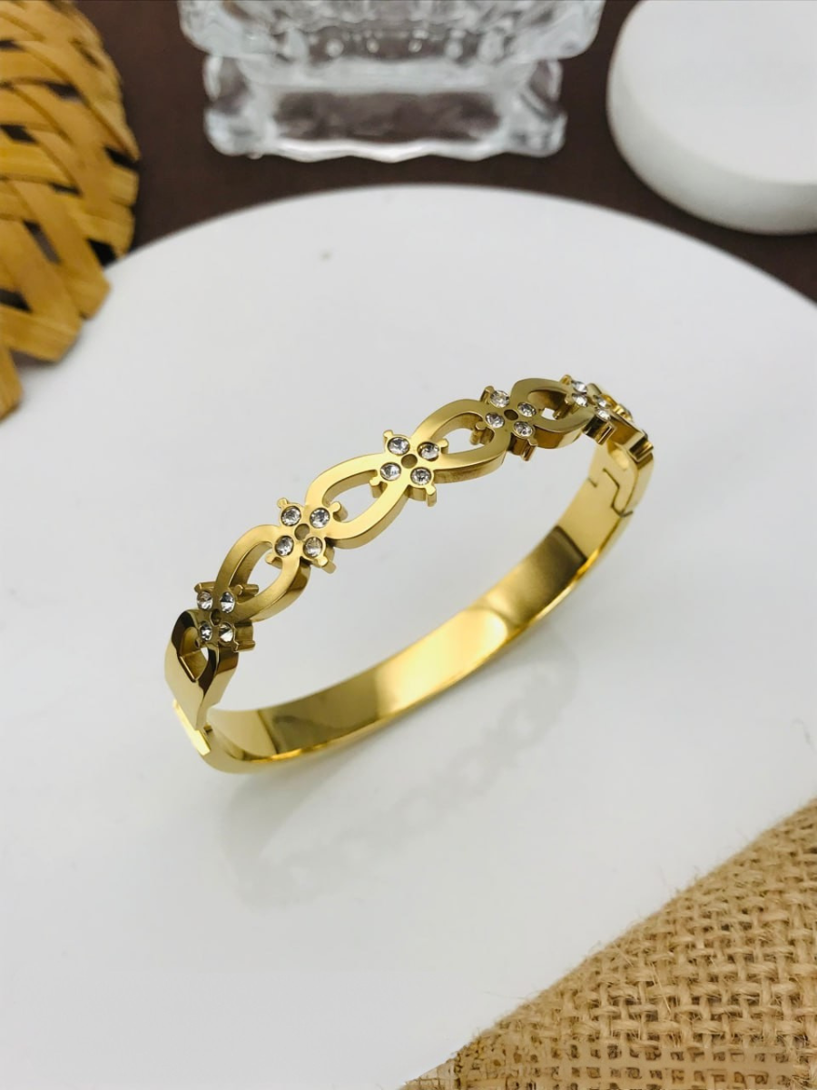 Buy Floral Infinity Design Gold Plated Stainless Steel Kada