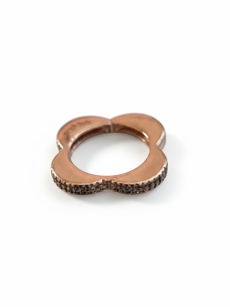 Flower Shaped Rose Gold Adjustable Diamond Ring