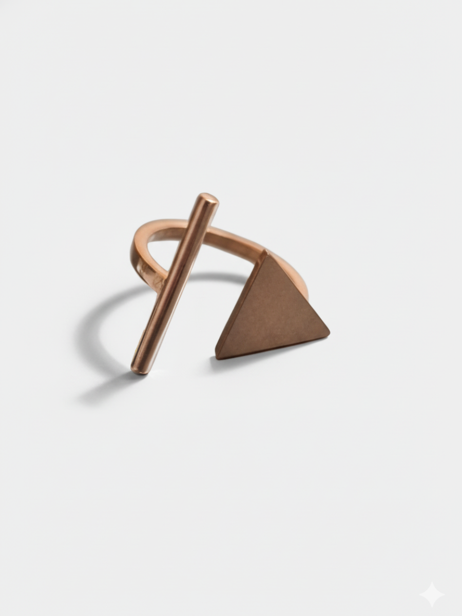Geometric Arc and Angle Rose Gold Minimal Ring