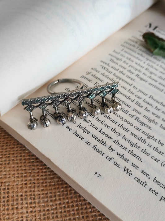German Silver Oxidised Kolhapuri Gunghroo Ring