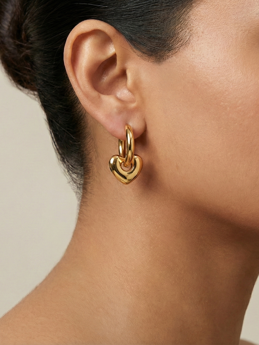 Detachable heart charm earrings for women