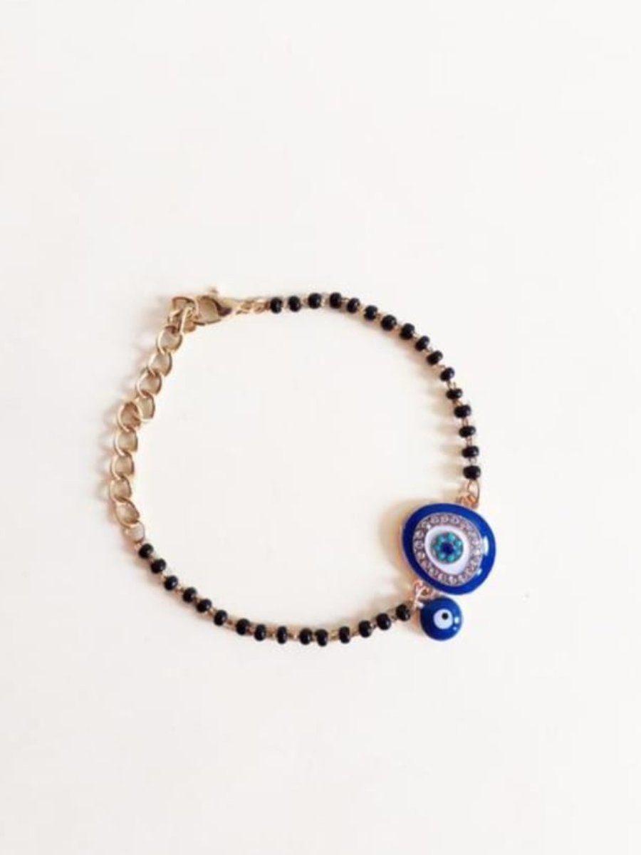 Buy Gold Plated Evil Eye Charm Hand Mangalsutra Bracelet Online
