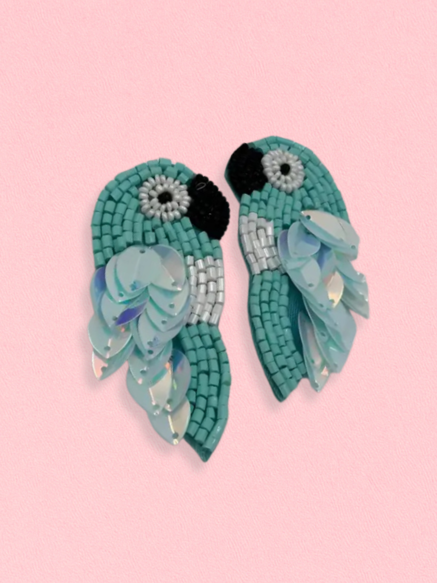 Buy Green Parrot Style Handmade Beaded Earrings Online - TheJewelbox