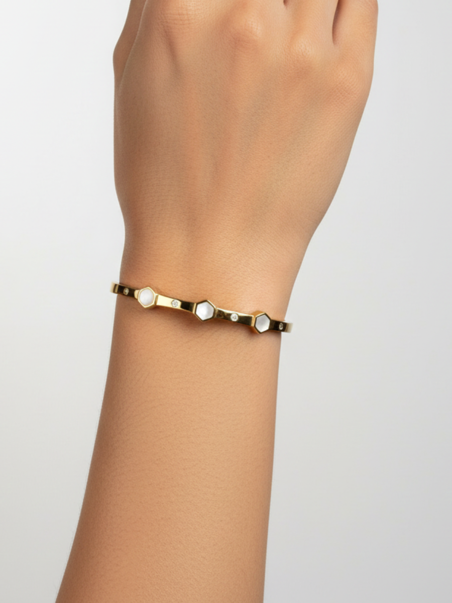 Geometric white stone bracelet women