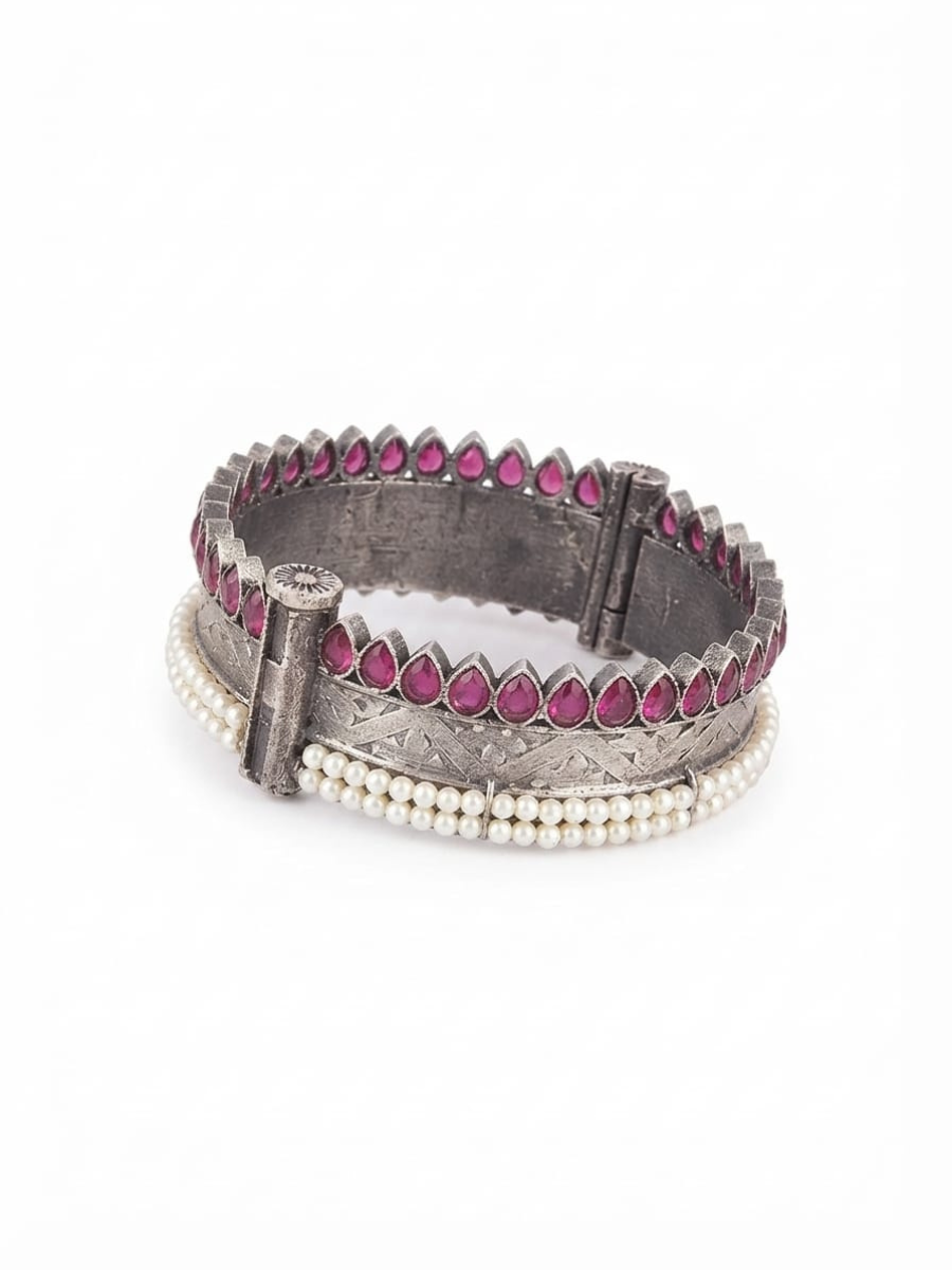 Traditional German silver pearl bangle