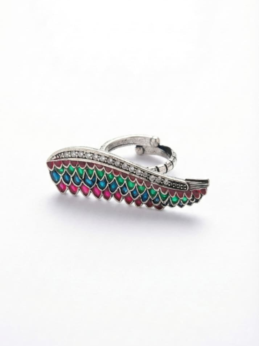 Multicolored stone statement finger ring