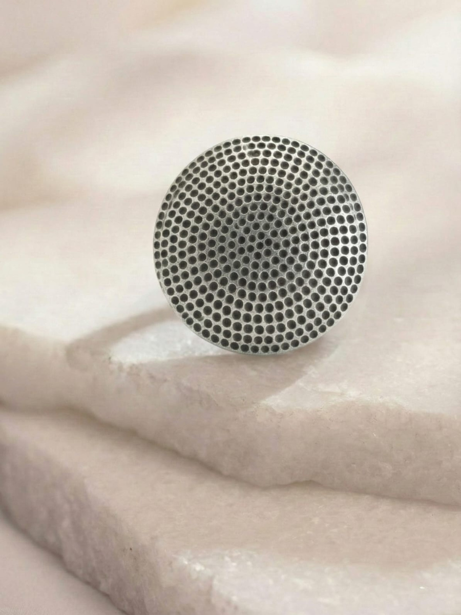 Buy Oxidised Silver Plated Round Adjustable Statement Ring Online in India - TheJewelbox