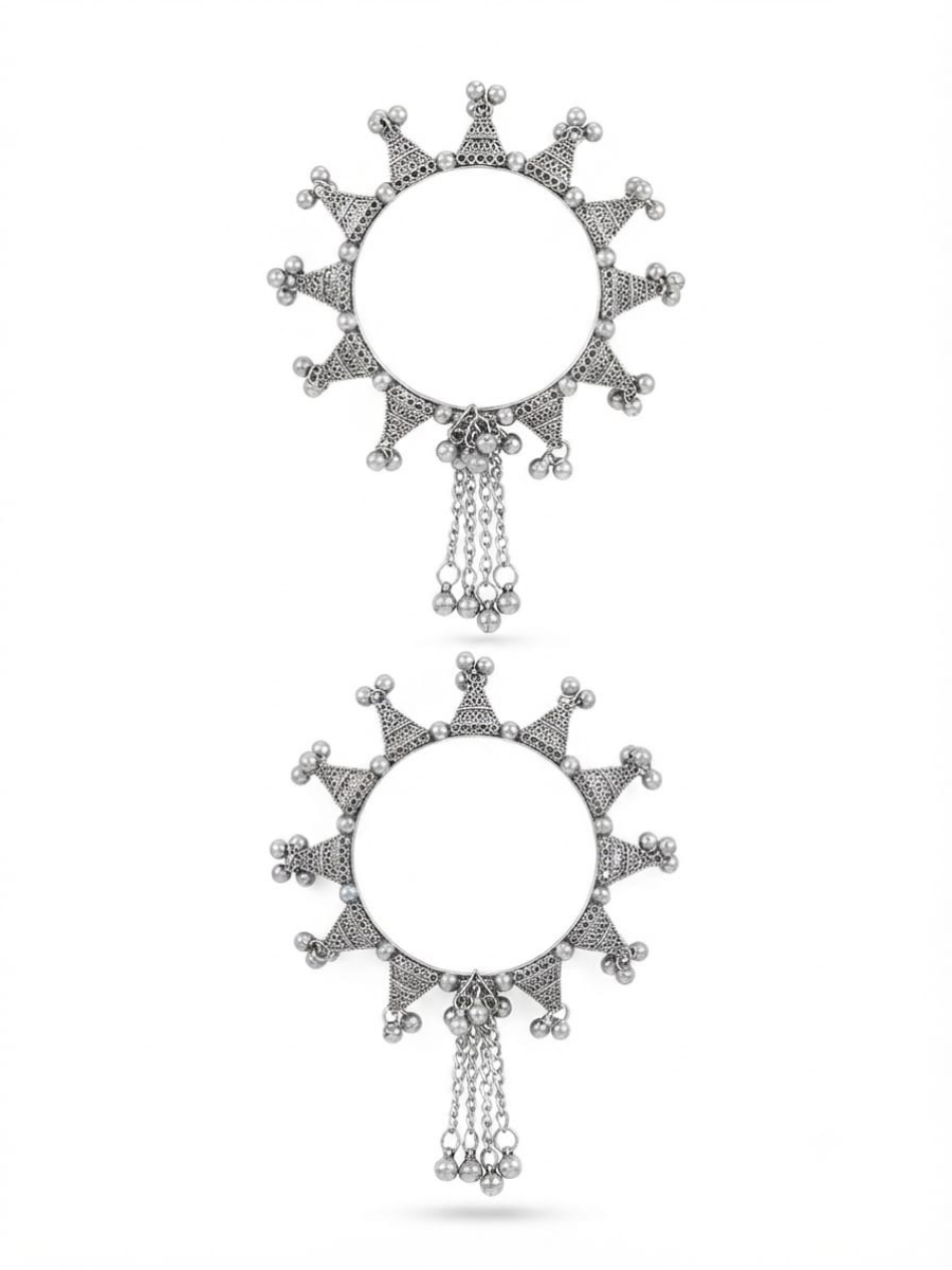 Traditional ghungroo silver statement bracelet