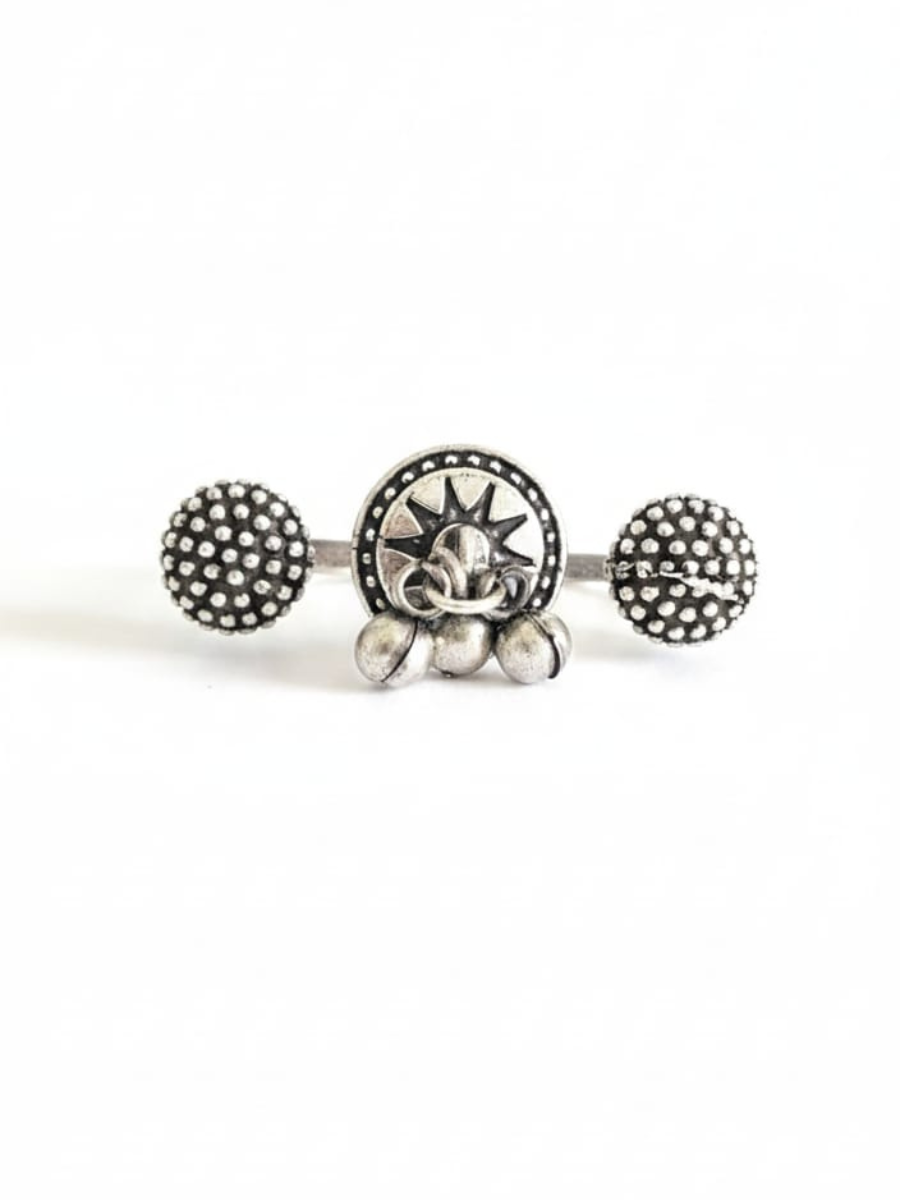 Tribal style two finger statement ring