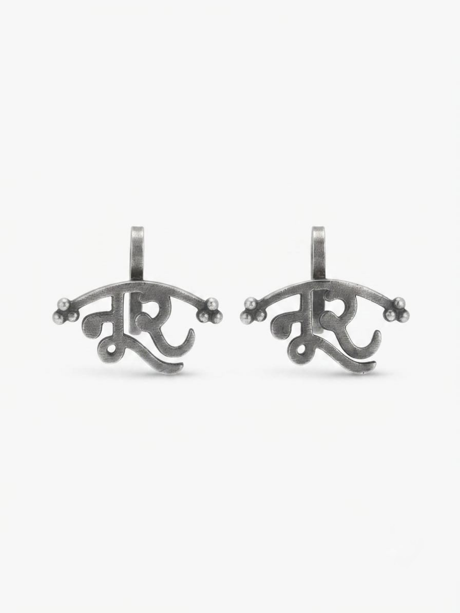 Oxidized silver helix bugadi earrings
