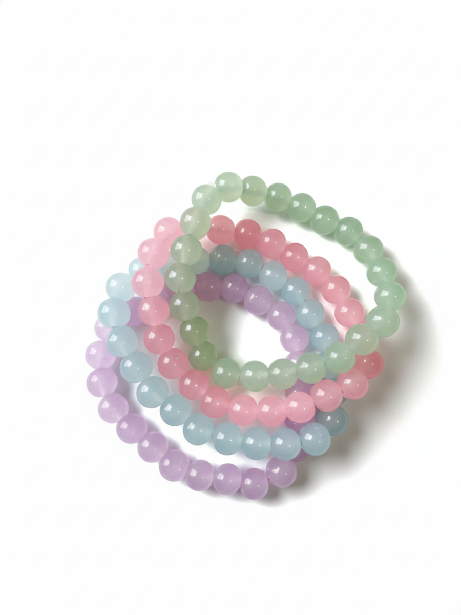 Pastel Pink, Green, Blue and Purple Handmade Beaded Bracelets - TheJewelbox