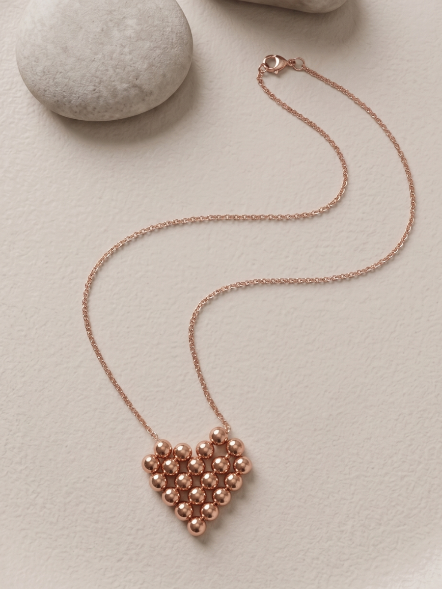 Buy Rose Gold Heart Shaped Pendant Chain Necklace Online in India