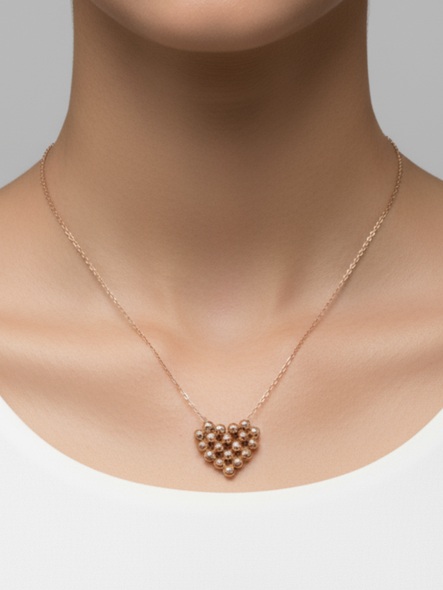 An Indian Model is earing our Rose Gold Heart Shaped Pendant Chain Necklace