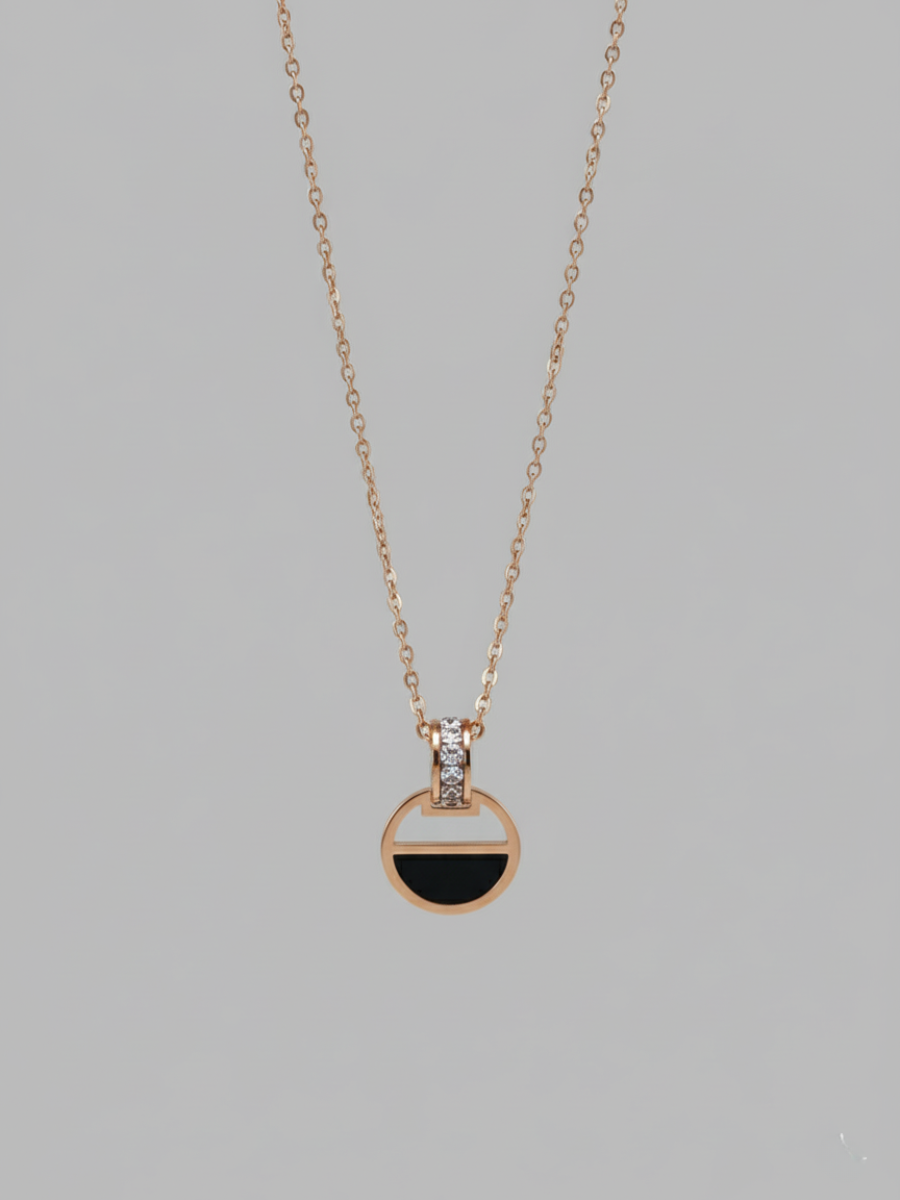 Buy Rose Gold Interlocked Black Stone Diamond Pendant Necklace Online in India - TheJewelbox