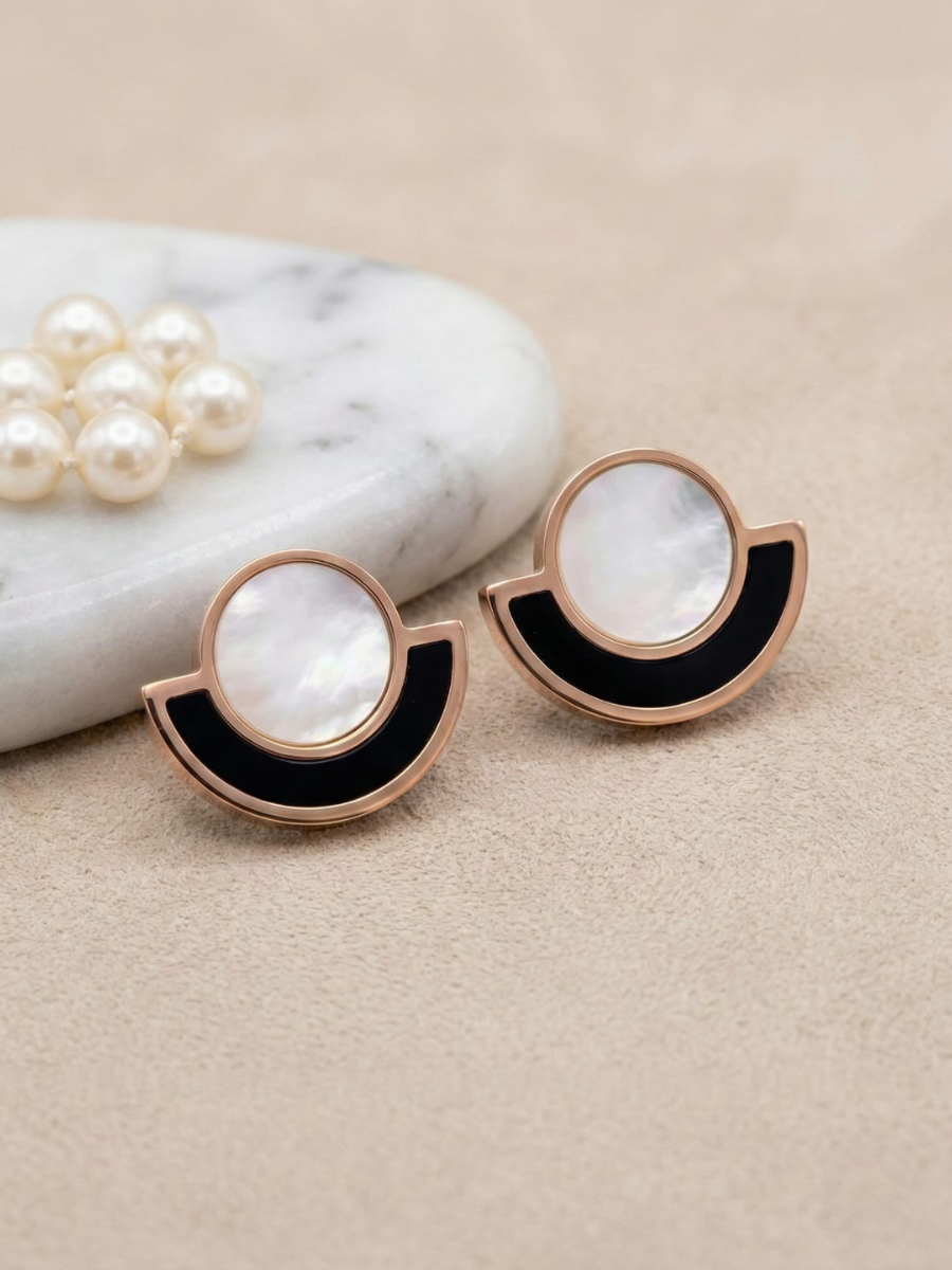 Rose gold geometric stud earrings