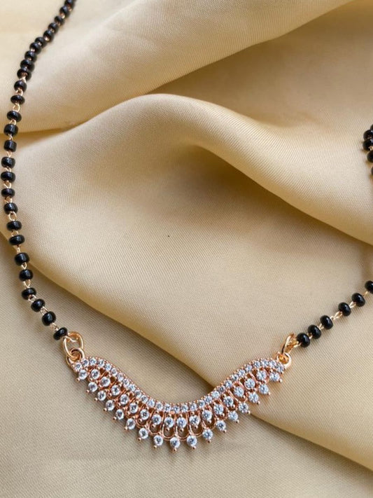 Rose Gold Small American Diamond Pendant Mangalsutra