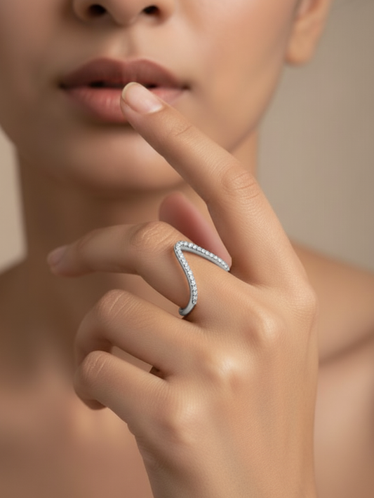 Silver Adjustable Diamond Vanki Ring