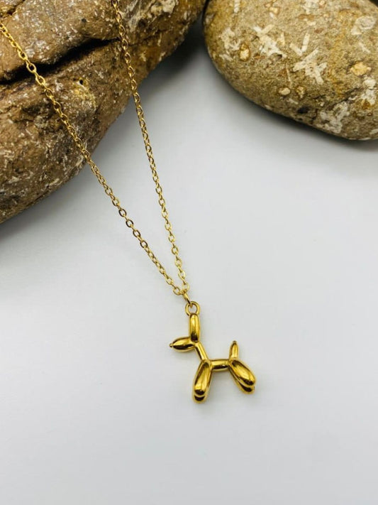 Simple Balloon Puppy Charm Pendant Golden Chain Necklace