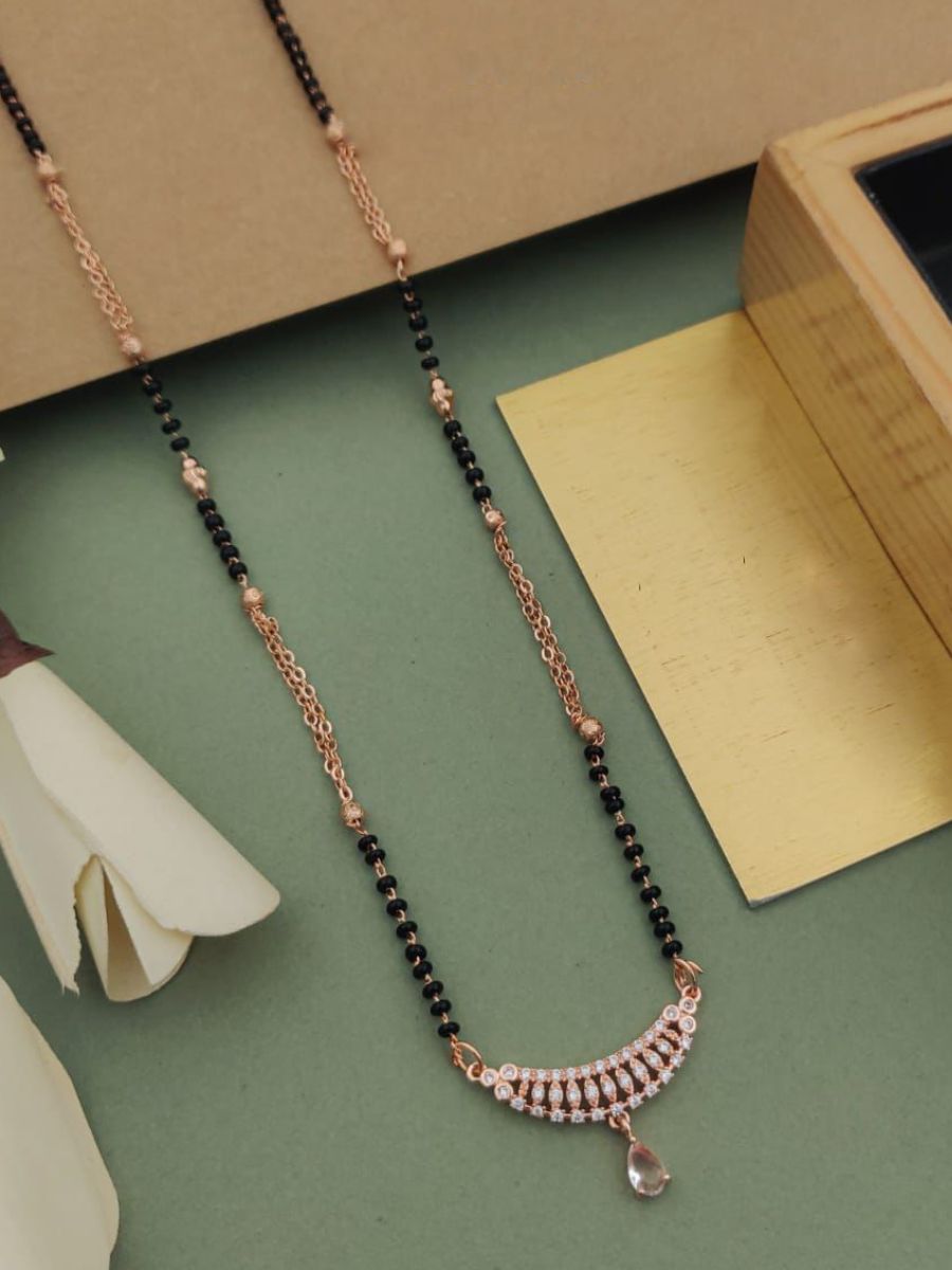 Buy Small American Diamond Pendant Rose Gold Mangalsutra Online