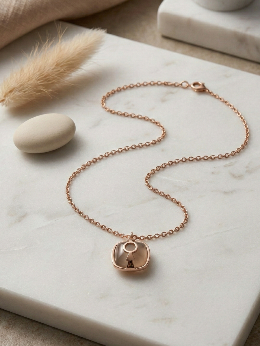 Buy Square Pendant Rose Gold Minimal Chain Necklace Online - TheJewelbox