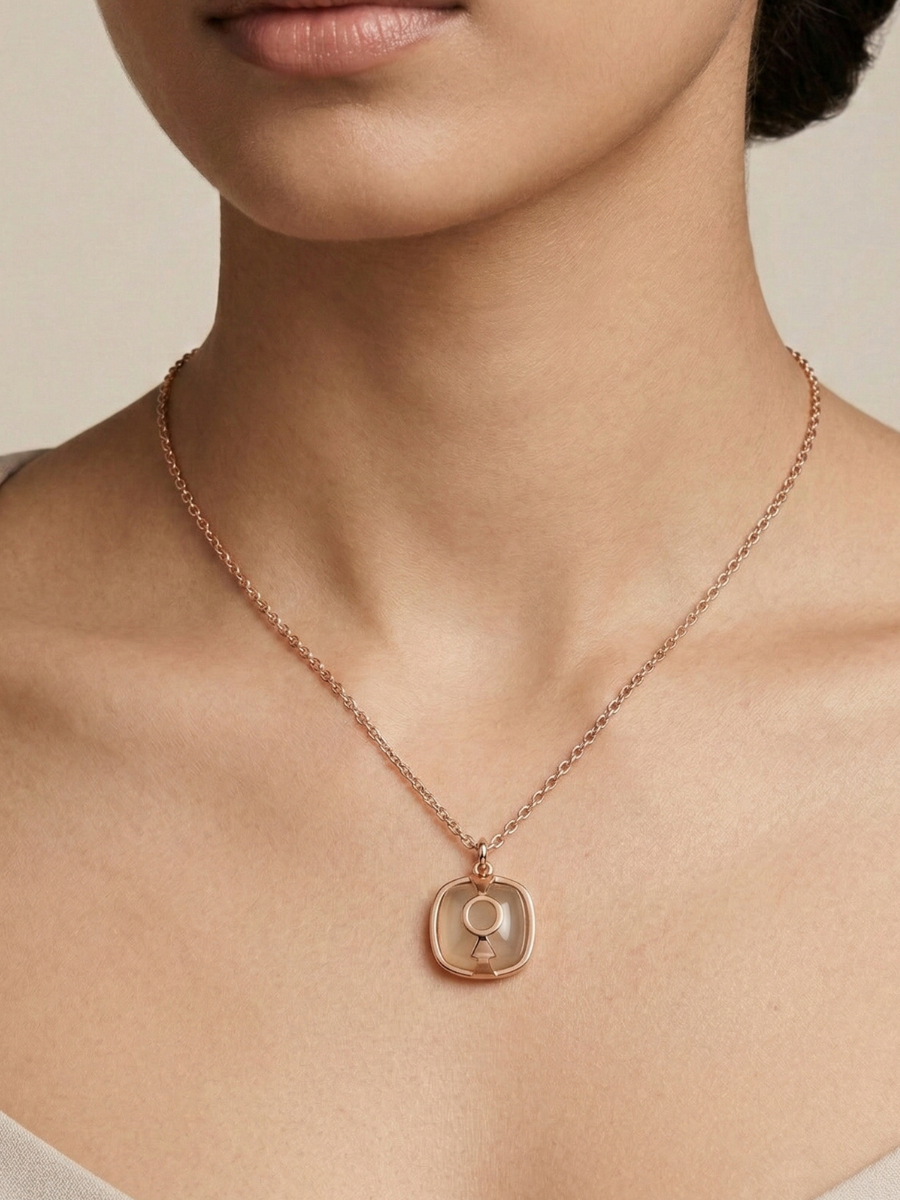 Square Pendant Rose Gold Minimal Chain Necklace
