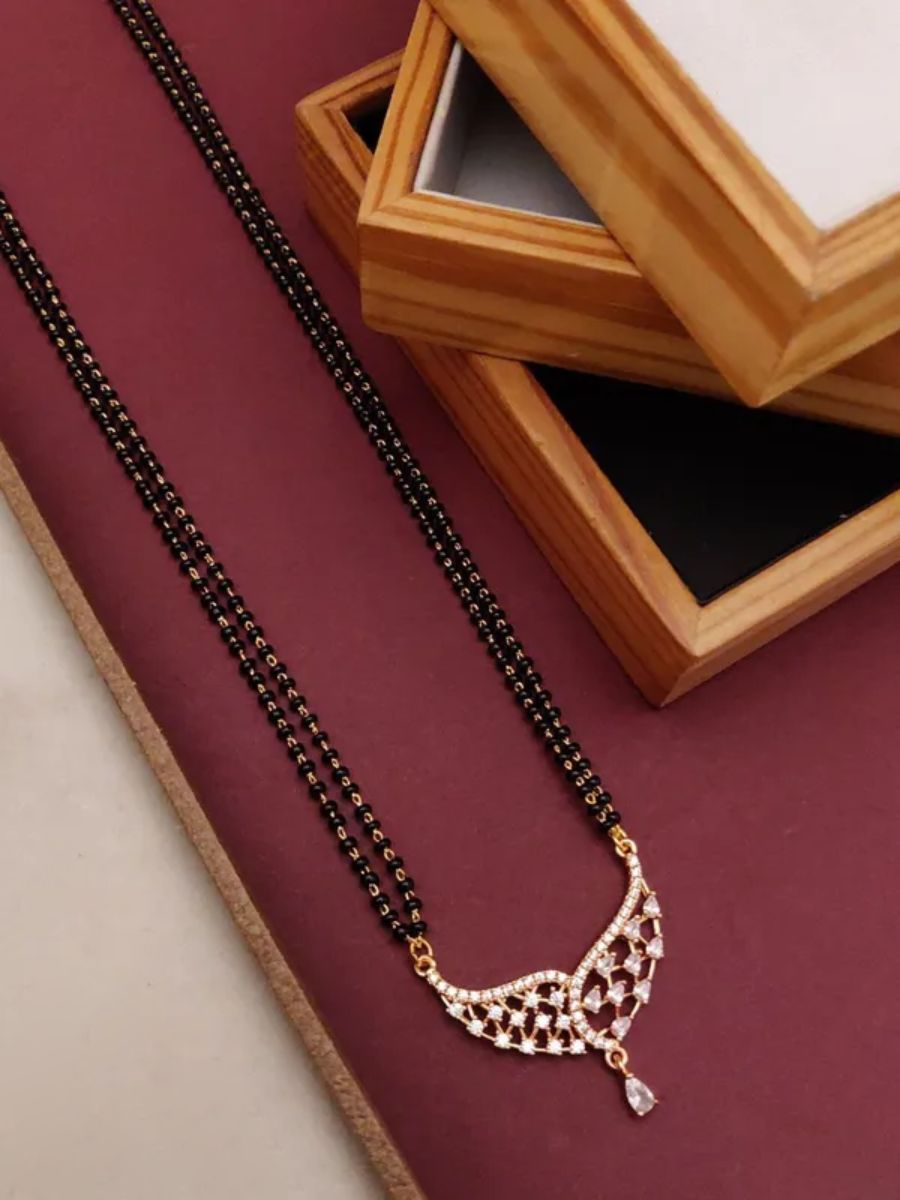 Buy Stylish American Diamond Pendant Short Mangalsutra - TheJewelbox