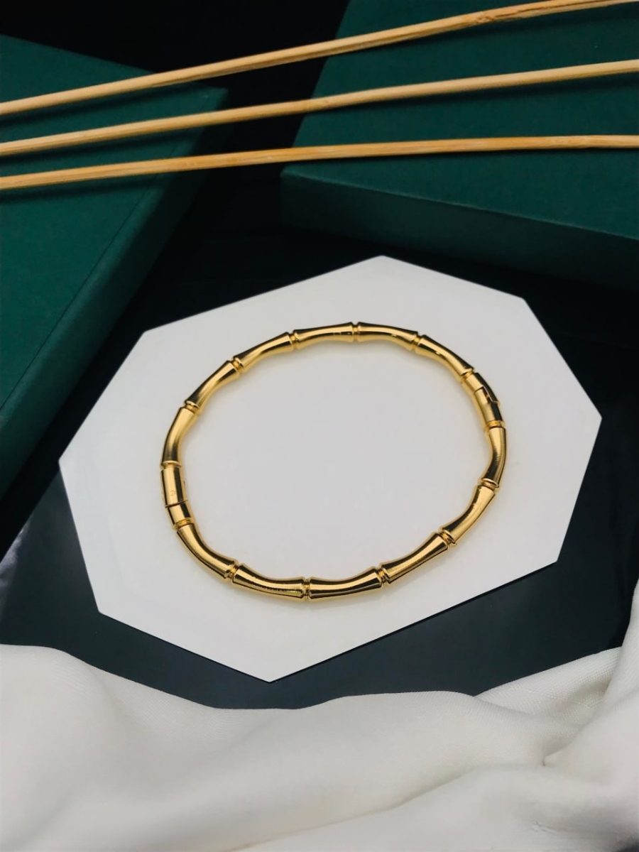 Buy Stylish Bamboo Style Golden Plated Seamless Round Bangle Online - TheJewelbox
