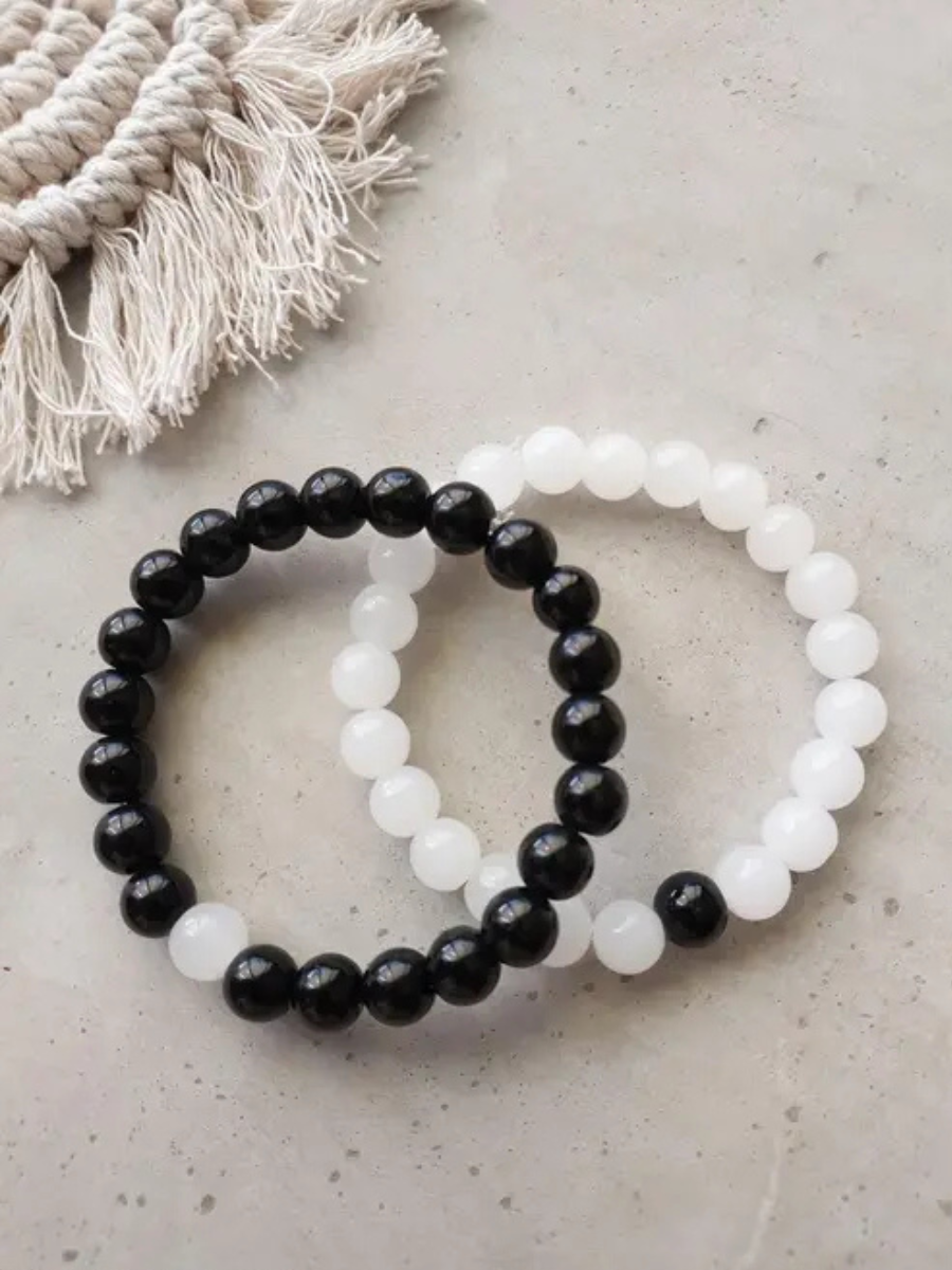 Buy Stylish Black and White Beaded Friendship Bracelets Online