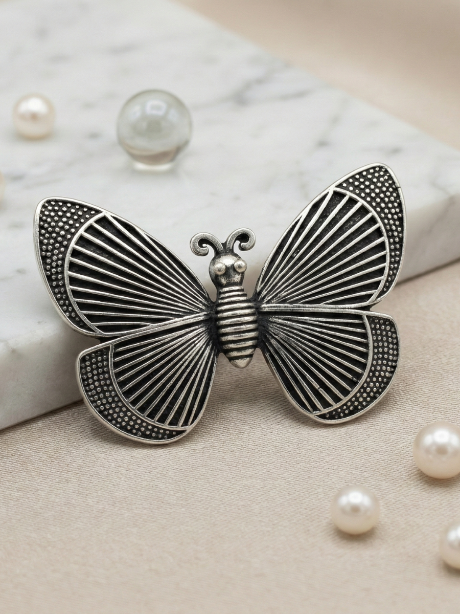 Stylish Butterfly Shaped Adjustable Oxidised Ring