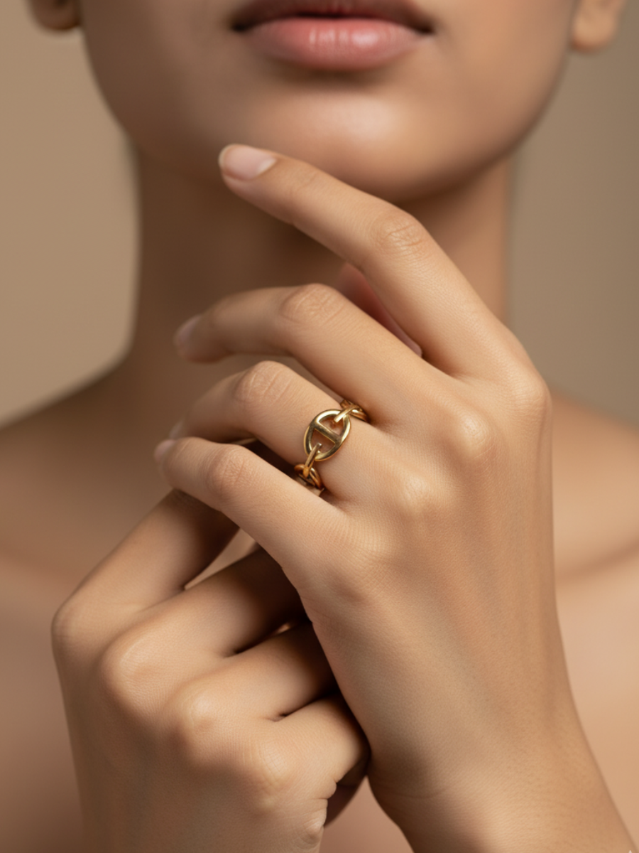 Adjustable Stylish Chain Linked Adjustable Rose Gold Ring