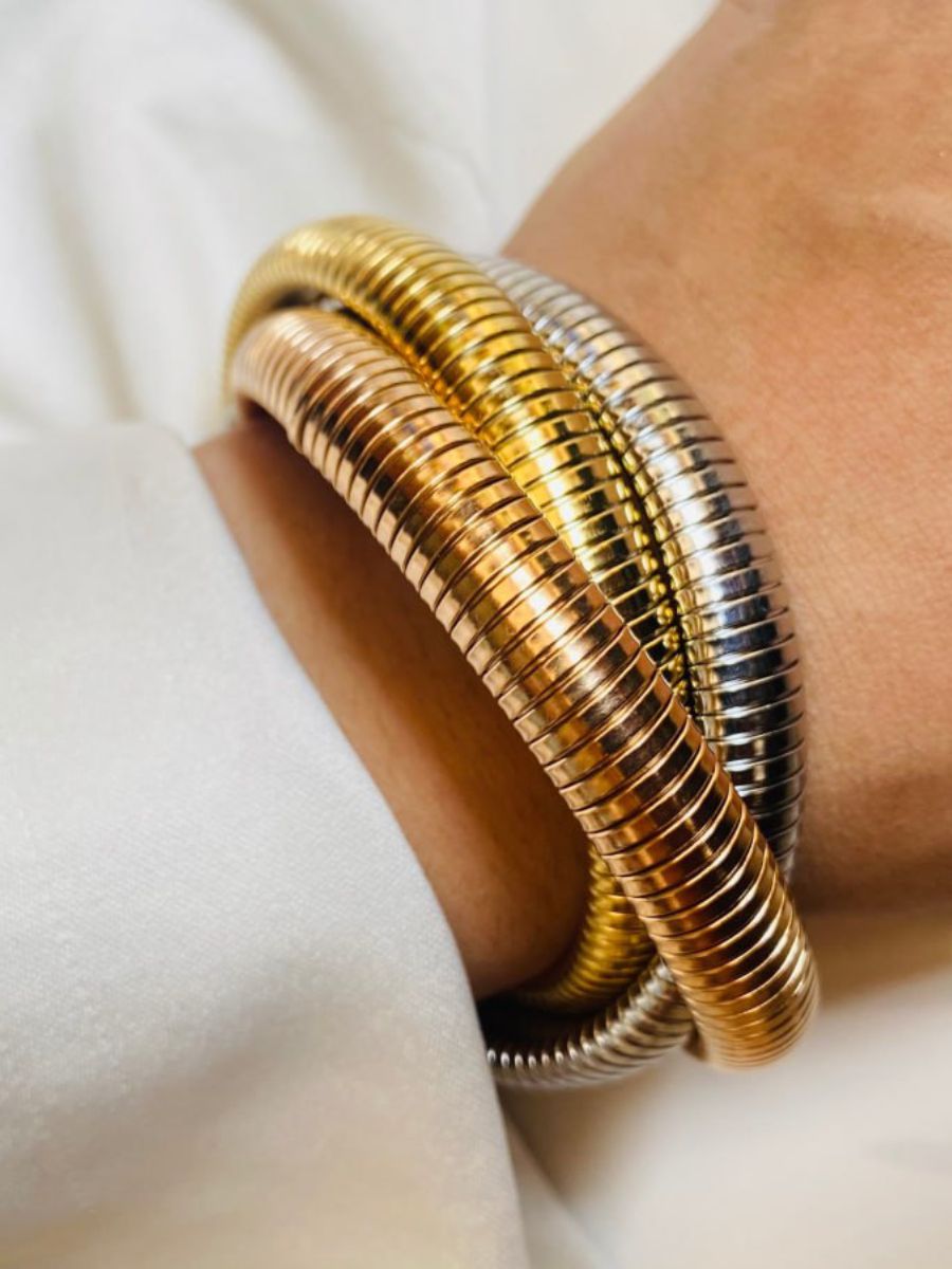 Buy Stylish Triple Plated Stretchable Snake Chain Bracelet - TheJewelbox